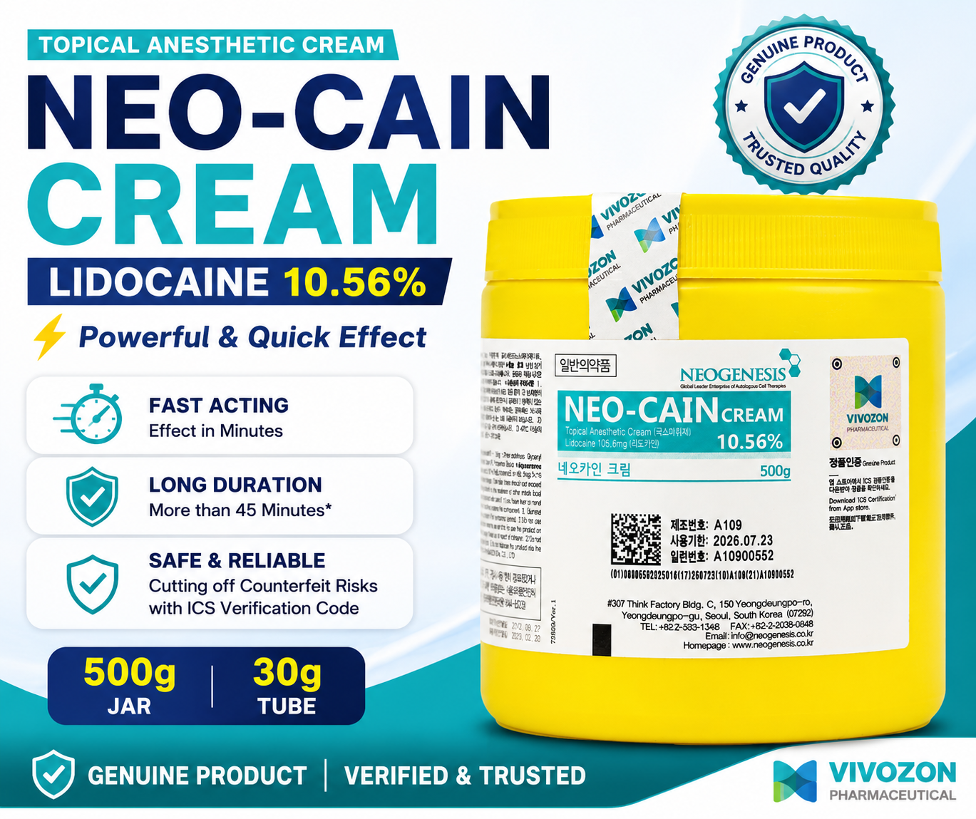 Neo-Cain Cream 500 G 10,56% Lidocaine